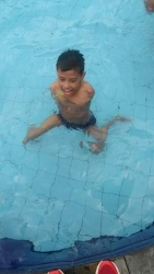 Harka trying to swim.